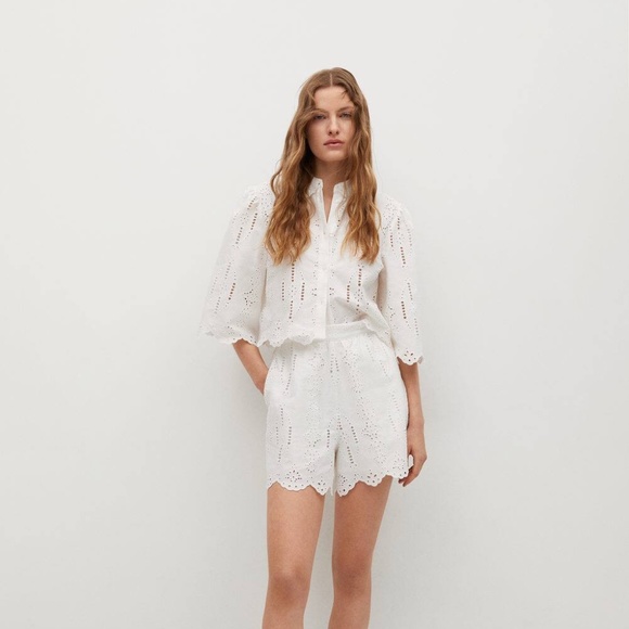 MANGO Swiss embroidery linen blouse 2 - Picture 5 of 5